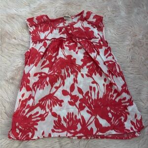 St. John's Bay Red and White Floral Sleeveless Top